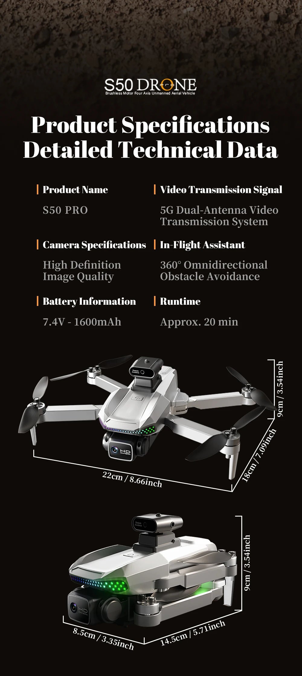 S50 PRO GPS Drone with 2 Batteries, 4.5-inch Large Screen Remote, Real-Time HD Camera, Obstacle Avoidance, Extended Flight Time by Tech-Home Store