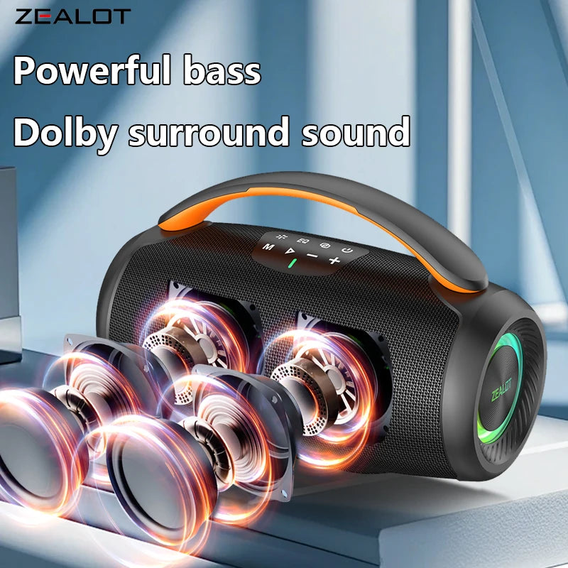 ZEALOT-P11 Bluetooth Speaker 50W Wireless Party Speaker with Bluetooth 5.4 Stereo Sound Comfortable handle Controllable Lightin Portable For Outdoors Long Battery Life by Tech-Home Store