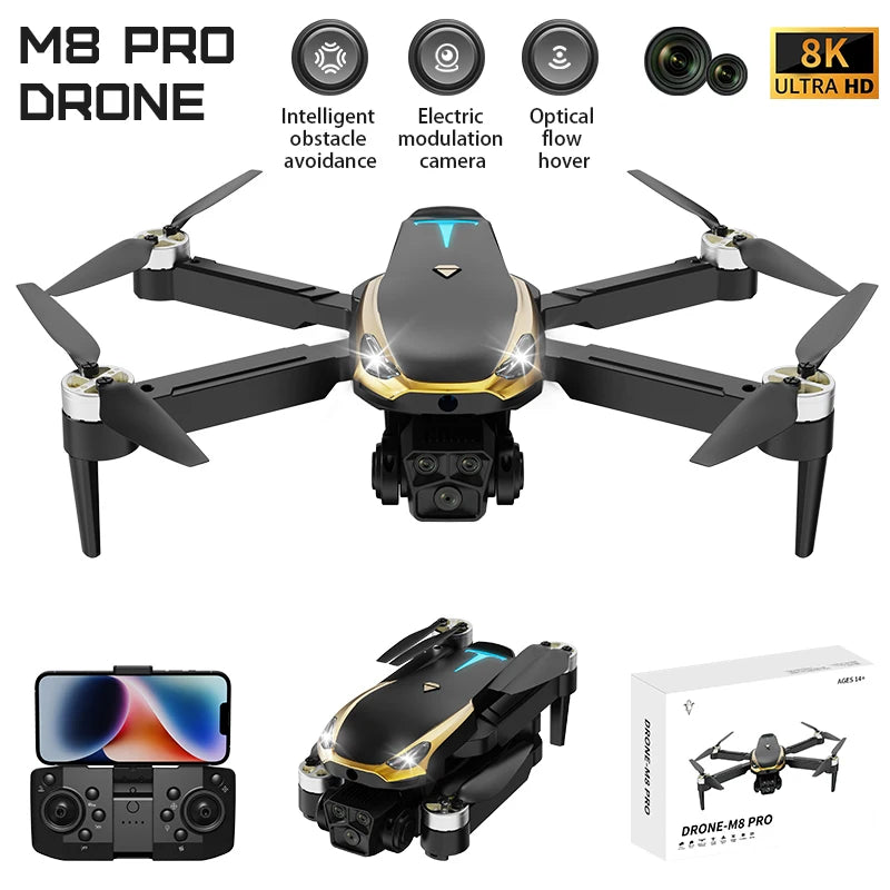 M8 GPS Drone with 4K EIS Camera | Optical Flow Altitude Hold & Obstacle Avoidance | Foldable Long Range of 5000M | RC Quadcopter by Tech-Home Store