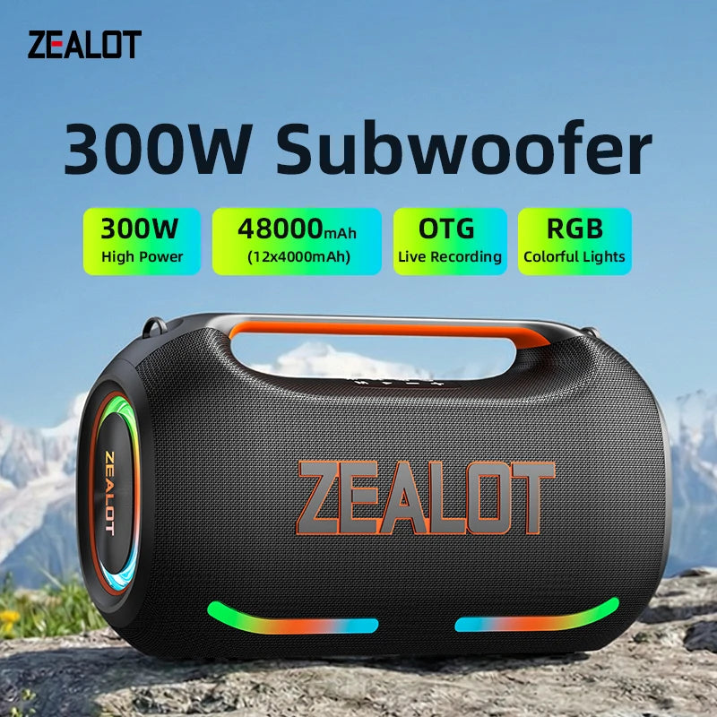 ZEALOT ZE41 Bluetooth Speaker, 300W RMS Peak 400W, High Volume Deep Bass, 48000mAh Battery, RGB Light, Waterproof by Tech-Home Store