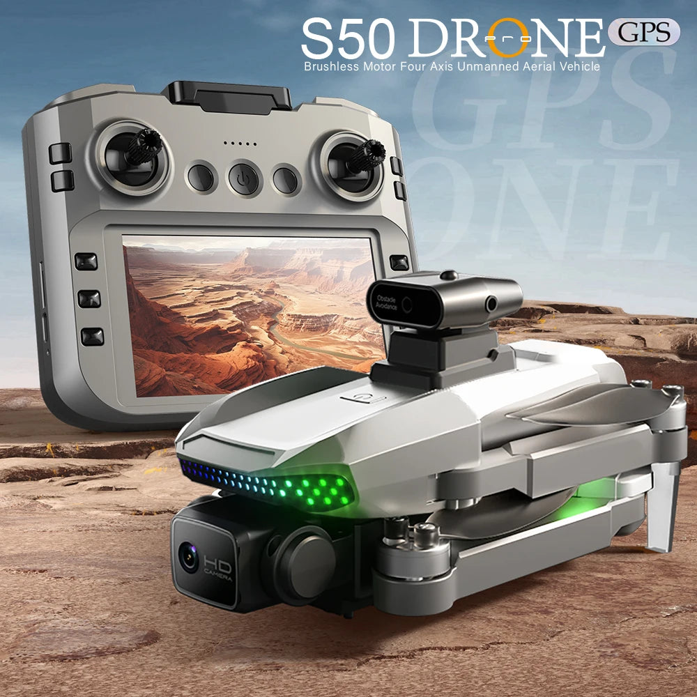 S50 PRO GPS Drone with 2 Batteries, 4.5-inch Large Screen Remote, Real-Time HD Camera, Obstacle Avoidance, Extended Flight Time by Tech-Home Store