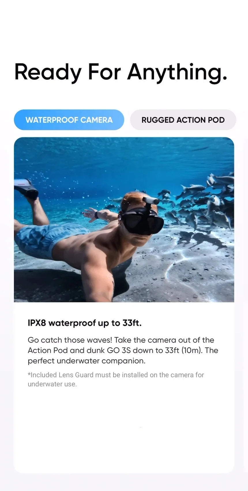 Original Insta360 GO 3S 4K Tiny Portable Vlogging Camera,Hands-Free POVs, 10m Waterproof by Tech-Home Store