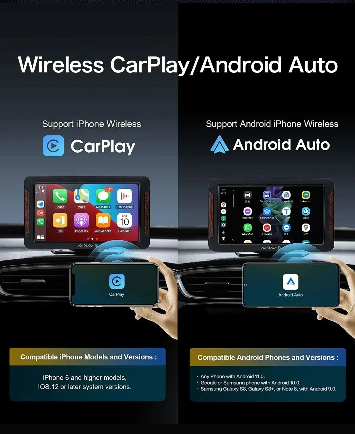 2025 New Andriod 12.0 Video Box Wireless Android Auto & Wireless Carplay 3in1 Smart Multimedia Adapter Built-in Netflix YouTube by Tech-Home Store