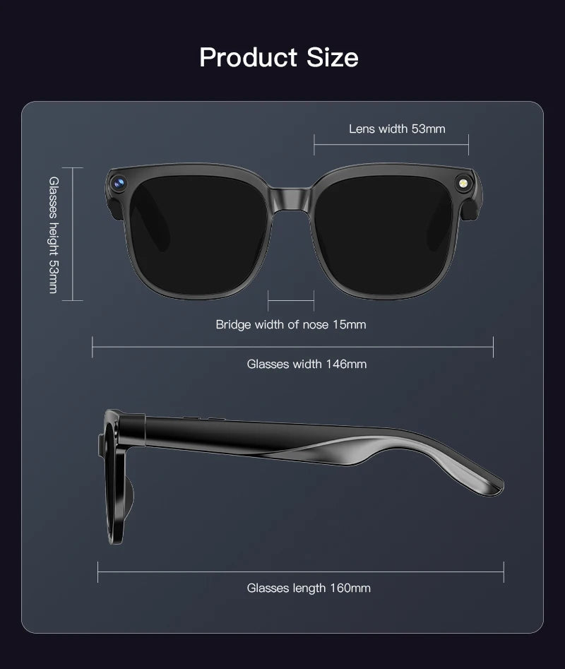 VisionTech NovaSight 4K 8MP Smart Glasses - Real Time Translation Over 150 Languages With ChatGPT AI by Tech-Home Store