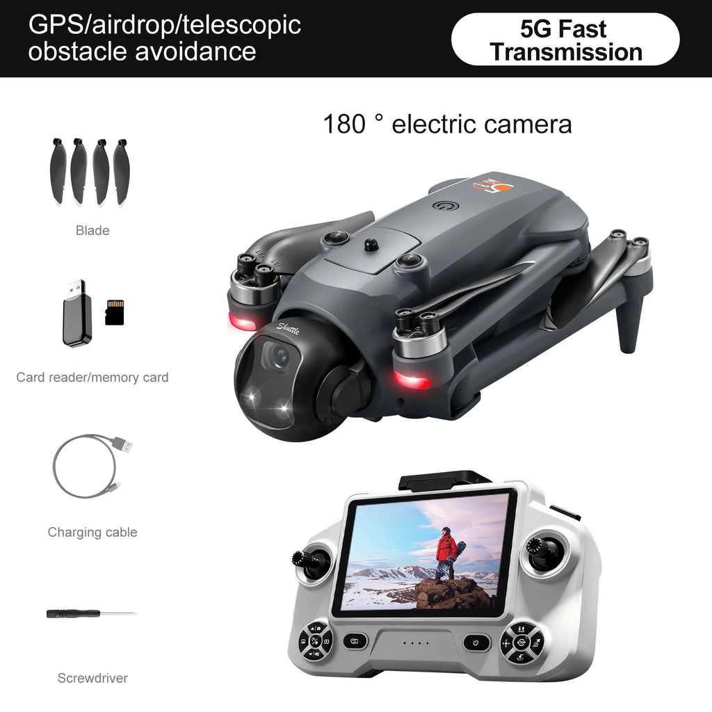 YLRC YL059 RC Drone Airdrop GPS WIFI FPV 180° ESC 4K Dual Camera Smart Follow Obstacle Avoidance Quadcopter 4.5" Screen by Tech-Home Store