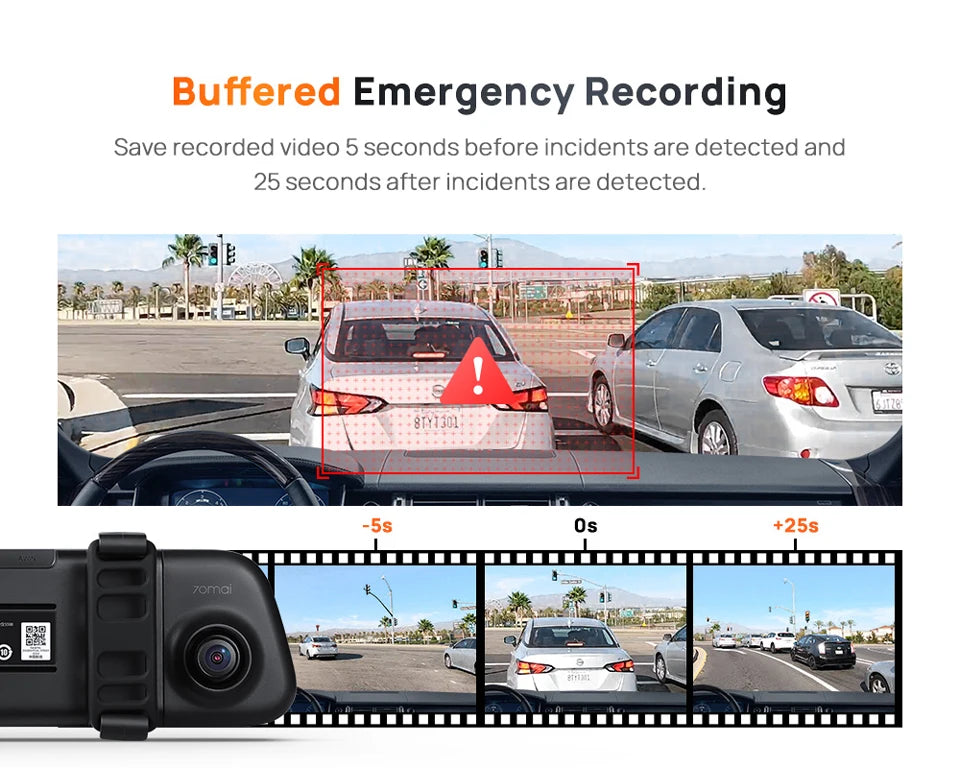 70mai Rearview Dash Cam S500 9.35'' Touch Screen 70mai S500 Car DVR 3K Super Capacitor Dual-Channel HDR Voice Control 24H Park by Tech-Home Store