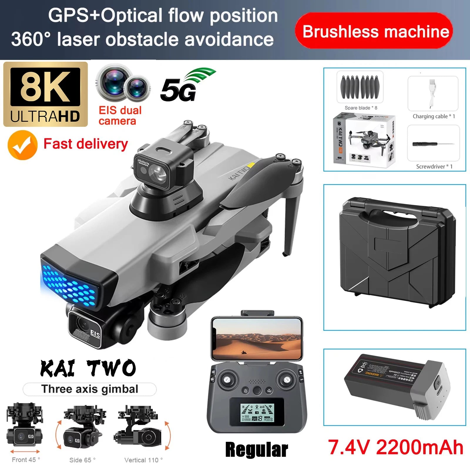 KAITWO PRO Drone - 8K Cinematic Capture With 5G Live Control And 360 Degree Laser Obstacle Avoidance by Tech-Home Store