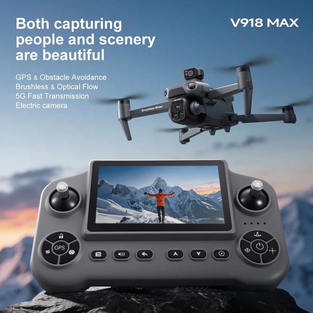 V918 Max Drone Laser Obstacle Avoidance 8K GPS Professional Camera FPV 3000M RC Quadcopter with LCD Screen Remote Control Gifts by Tech-Home Store