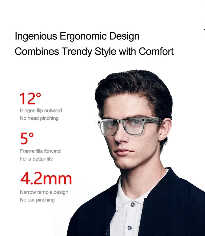 NovaTech VisionGlass 4K AI Smart Glasses - 800W Pixel Camera and Real Time Translation in 75 Languages by Tech-Home Store