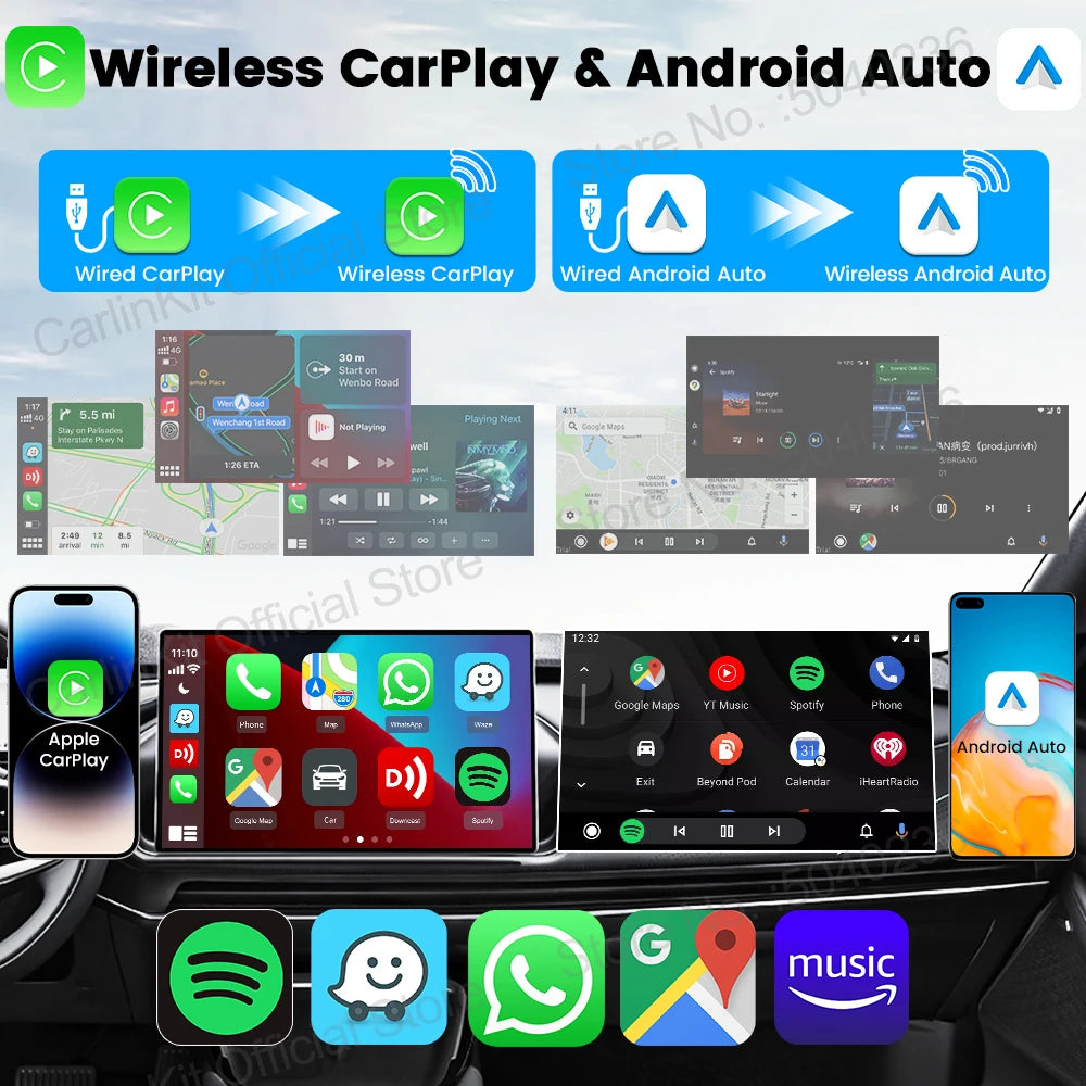 CarlinKit 5.0 Mini Ultra Wireless Adapter Wireless CarPlay Android Auto For OEM Car Plug and Play WiFi Bluetooth Auto Connection by Tech-Home Store