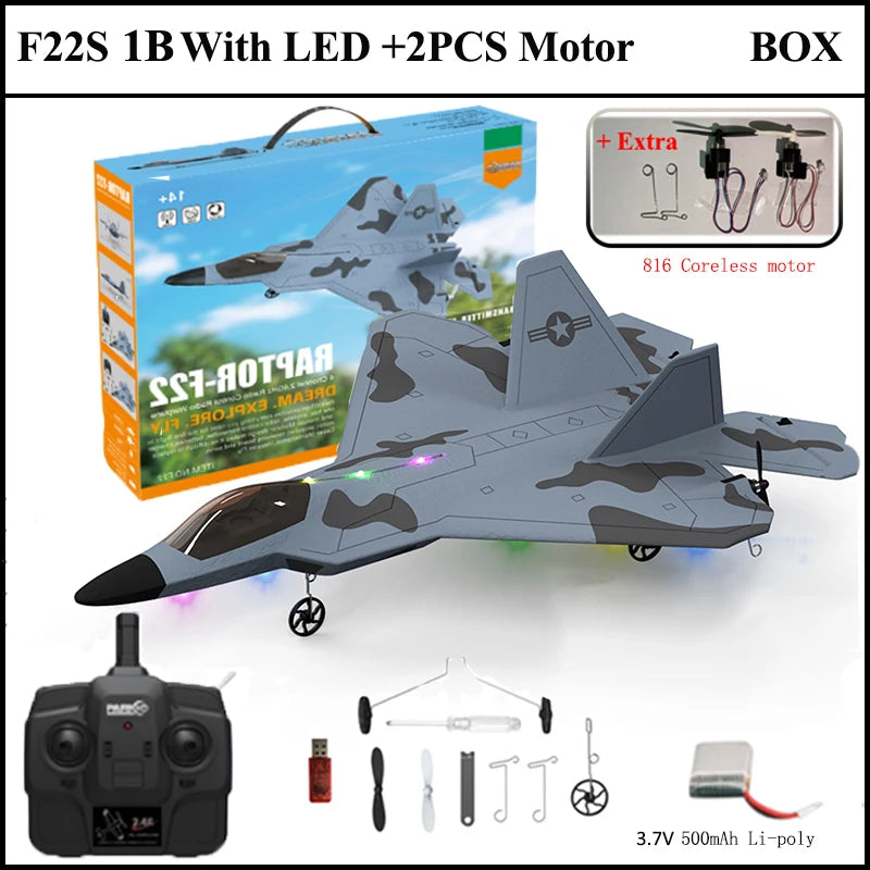 2024 New F22S 2.4G 4CH 3D6G RC Airplane Raptor F22 Warplane WLtoys A180 Upgrade Version LED Light With Gyroscope Out Door Toys by Tech-Home Store