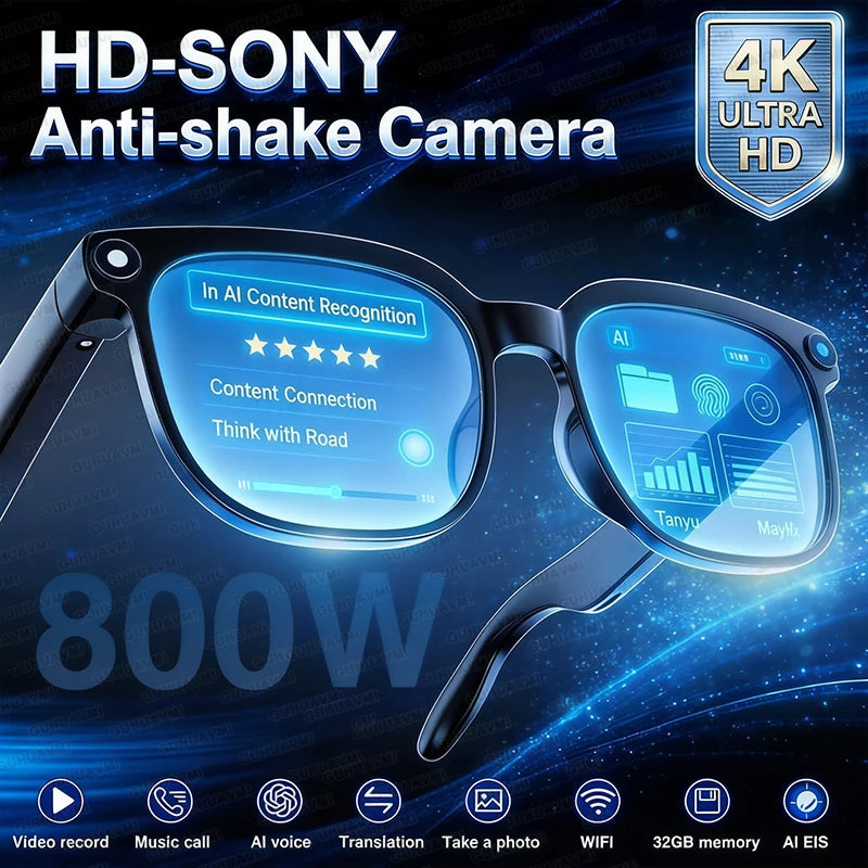 VisionTech NovaSight 4K 8MP Smart Glasses - Real Time Translation Over 150 Languages With ChatGPT AI by Tech-Home Store