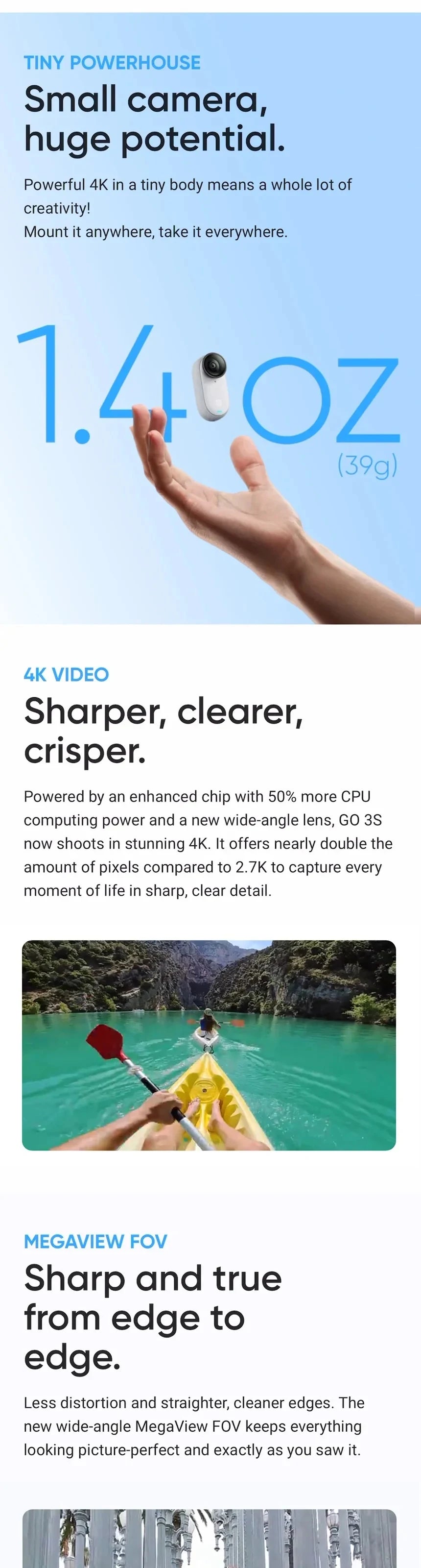 Original Insta360 GO 3S 4K Tiny Portable Vlogging Camera,Hands-Free POVs, 10m Waterproof by Tech-Home Store