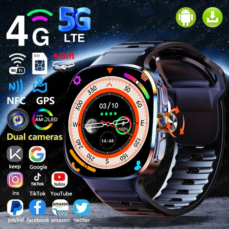 5G/4G Full Network Smart Watch 720*720 AMOLED Screen Video Call 16GB+256GB RAM 2100 MAH Battery Google Play WIFI GPS Smartwatch by Tech-Home Store