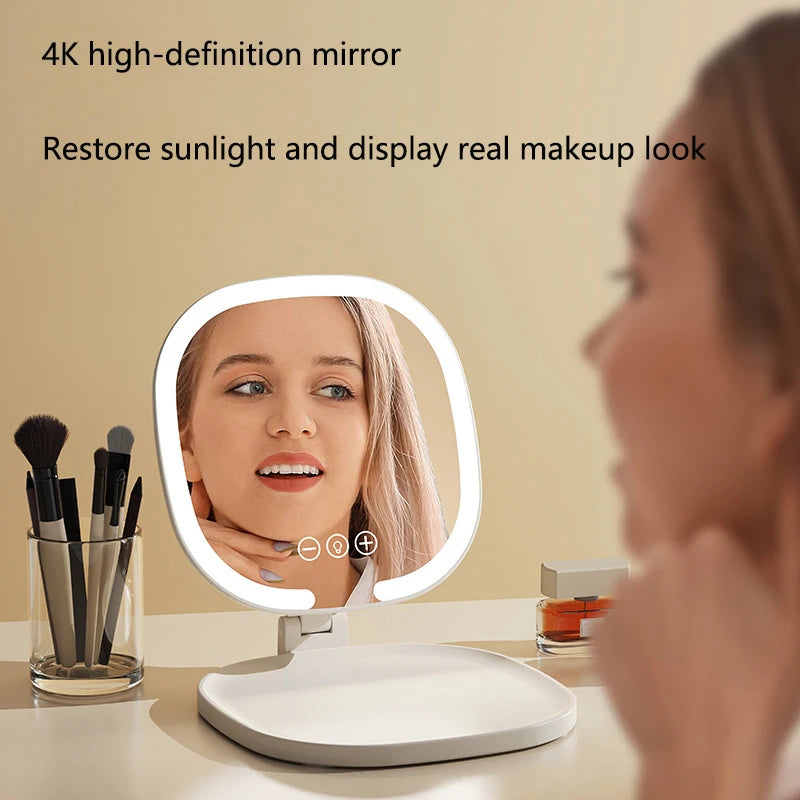 Foldable Three Color LED Light Makeup Mirror by Tech-Home Store