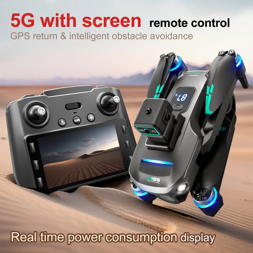 S159 GPS Drone 8K HD Dual Camera Professional 360° Obstacle Avoidance Brushless Foldable Quadcopter with Screen 5G WiFi Dron Toy by Tech-Home Store