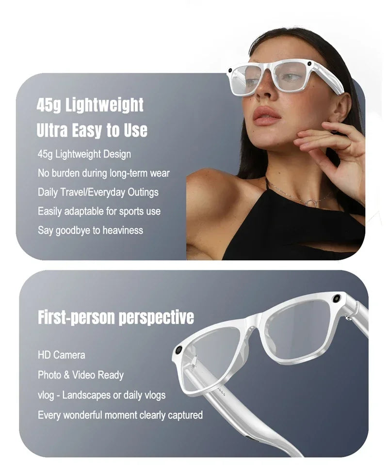 NovaTech VisionGlass 4K AI Smart Glasses - 800W Pixel Camera and Real Time Translation in 75 Languages by Tech-Home Store