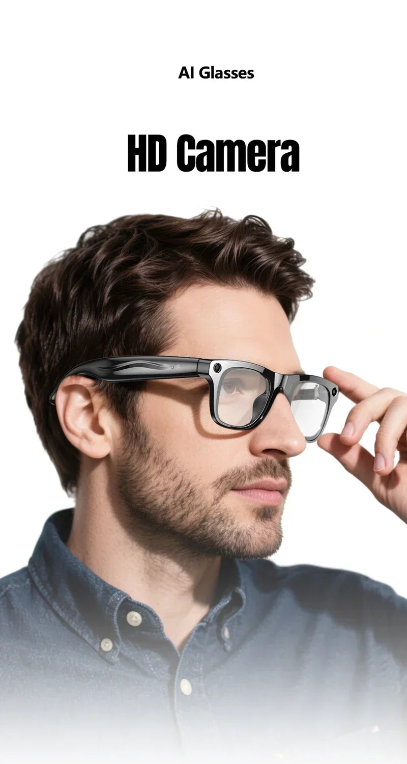 NovaTech VisionGlass 4K AI Smart Glasses - 800W Pixel Camera and Real Time Translation in 75 Languages by Tech-Home Store