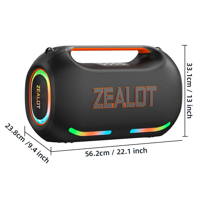 ZEALOT ZE41 Bluetooth Speaker, 300W RMS Peak 400W, High Volume Deep Bass, 48000mAh Battery, RGB Light, Waterproof by Tech-Home Store