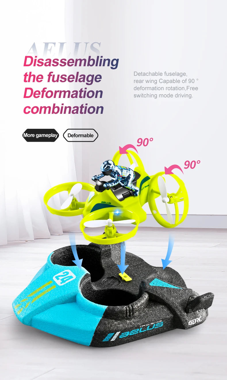4DRC Mini RC Drone Altitude Hold Headless Mode 3 in 1 Sea Land Air Flight 2.4G Remote Control Quadcopter Boat RC Helicopter Toys by Tech-Home Store