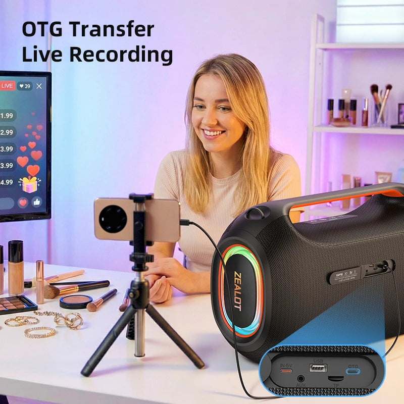 ZEALOT ZE41 Bluetooth Speaker, 300W RMS Peak 400W, High Volume Deep Bass, 48000mAh Battery, RGB Light, Waterproof by Tech-Home Store