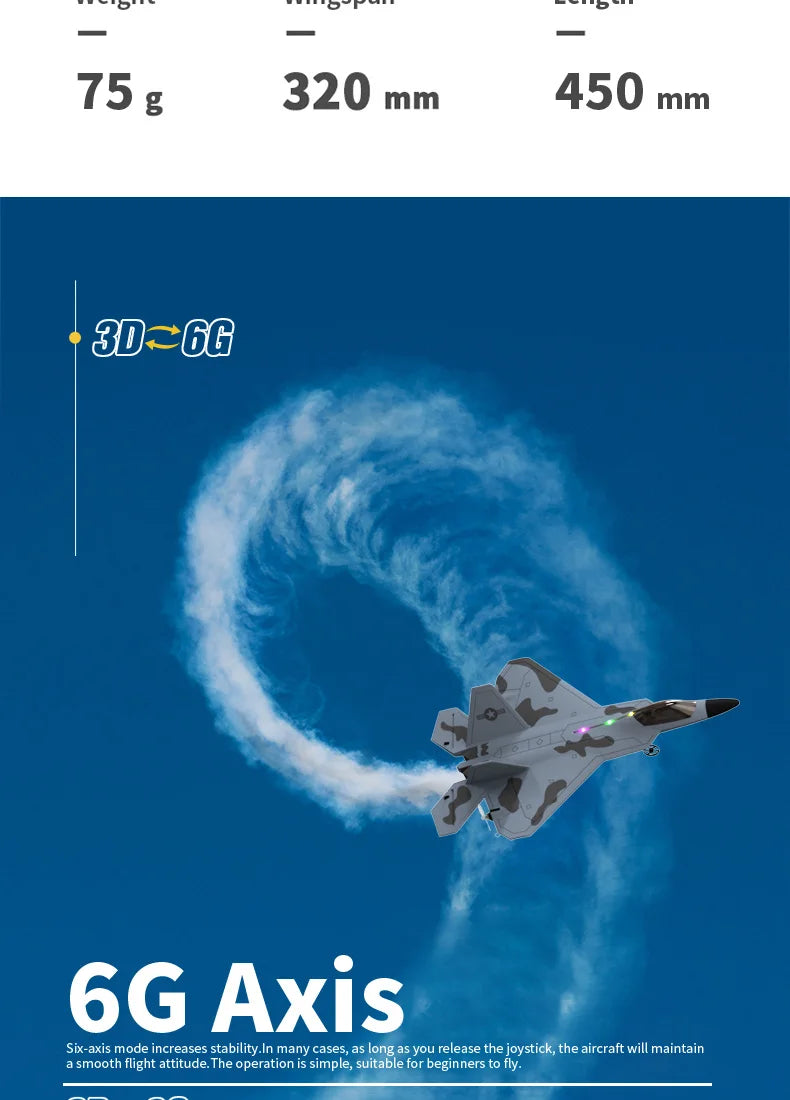 2024 New F22S 2.4G 4CH 3D6G RC Airplane Raptor F22 Warplane WLtoys A180 Upgrade Version LED Light With Gyroscope Out Door Toys by Tech-Home Store