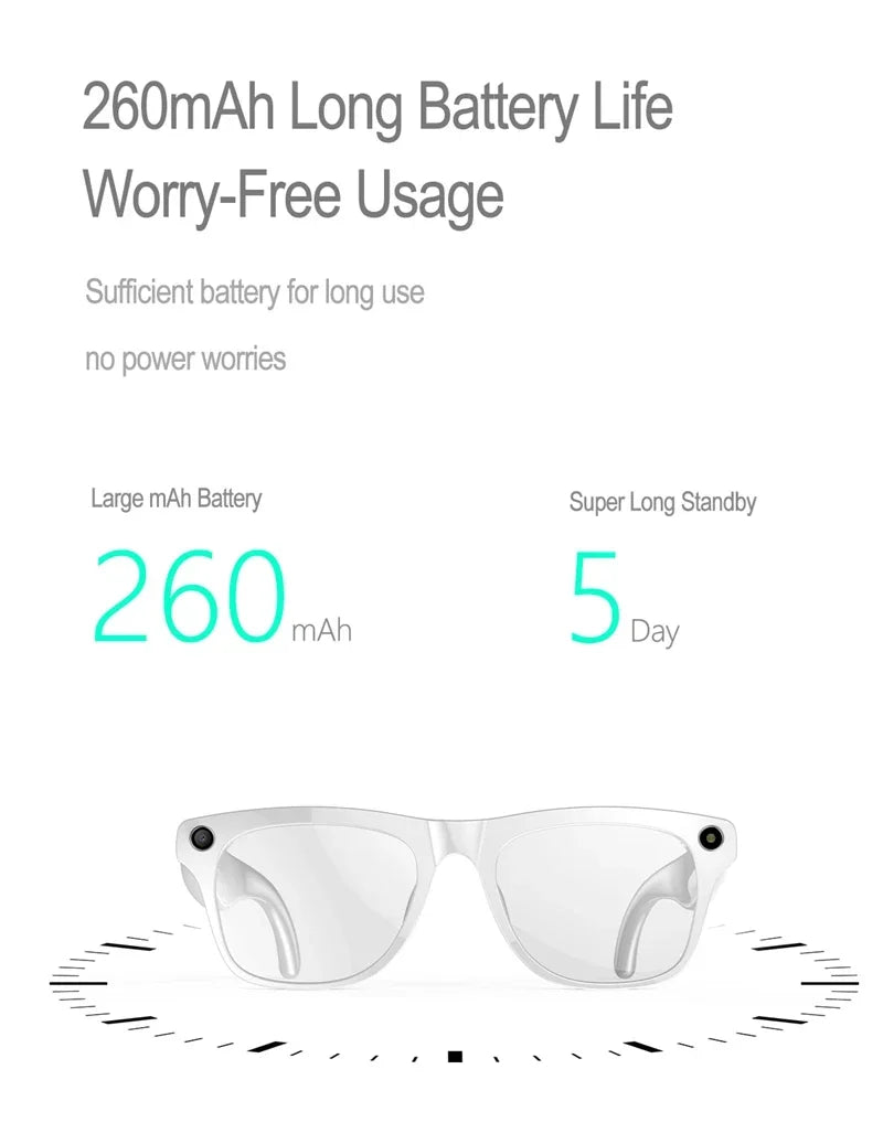 NovaTech VisionGlass 4K AI Smart Glasses - 800W Pixel Camera and Real Time Translation in 75 Languages by Tech-Home Store