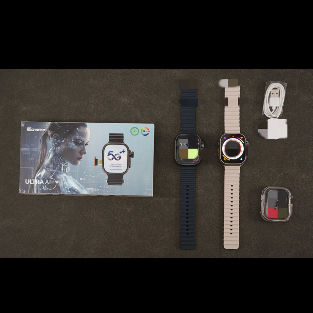 Microwear Ai3 Ultra Smartwatch 5G - 180 Degree Rotating Camera, 2.2 Inch AMOLED HD Display, GPS WiFi by Tech-Home Store