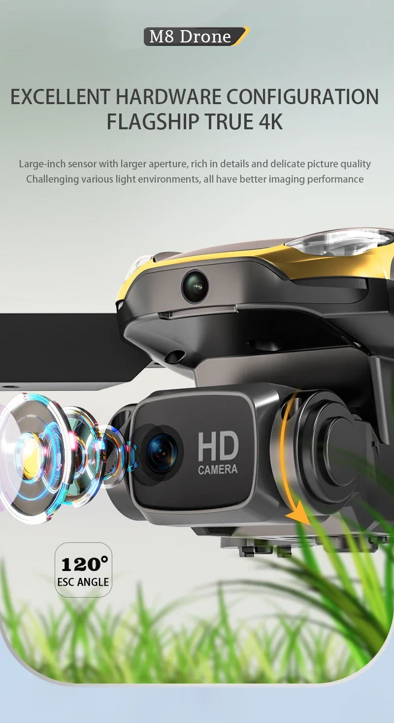 M8 GPS Drone with 4K EIS Camera | Optical Flow Altitude Hold & Obstacle Avoidance | Foldable Long Range of 5000M | RC Quadcopter by Tech-Home Store