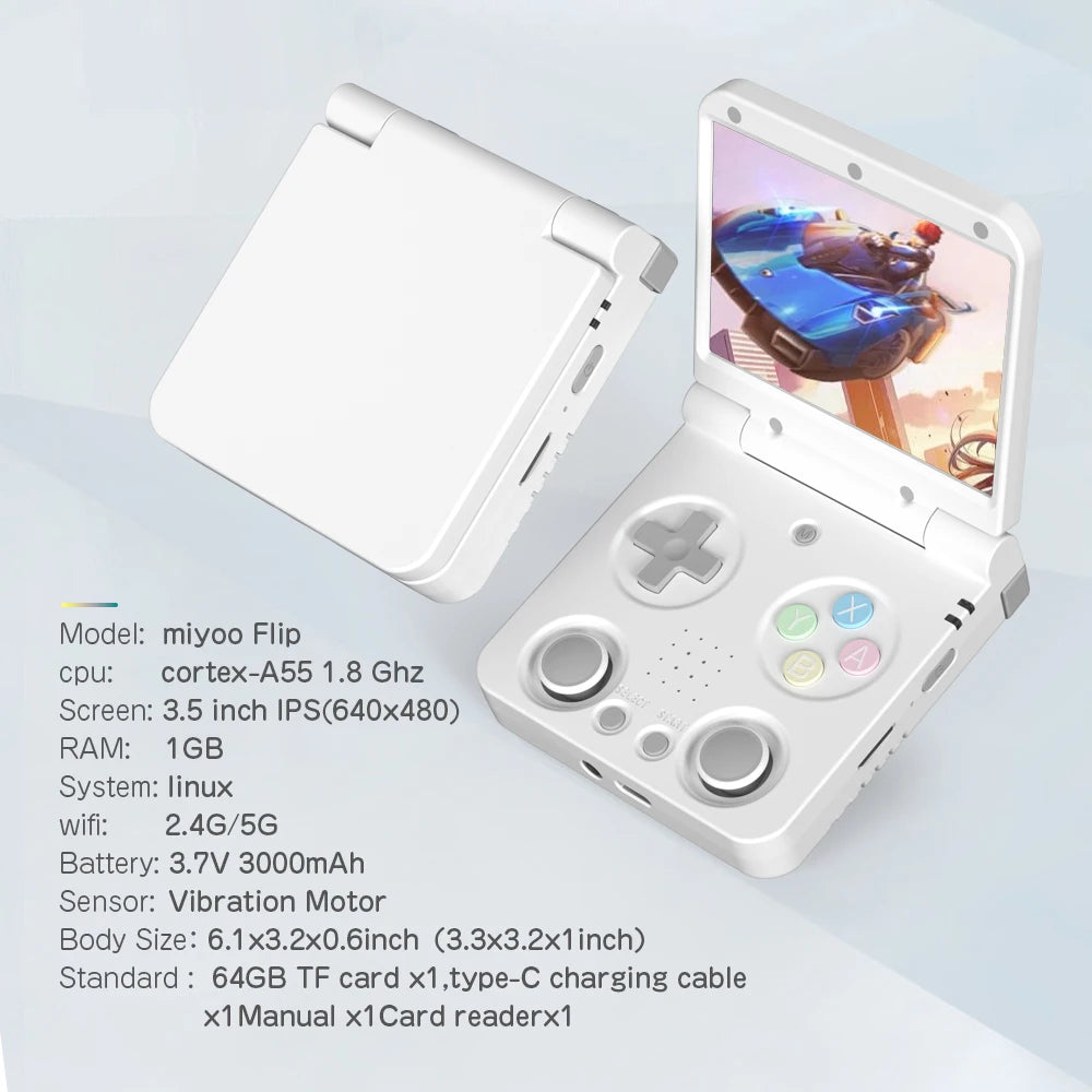 MIYOO Flip V2 Handheld Game Console - 3.5 Inch IPS Display With 5000 Classics Preloaded by Tech-Home Store
