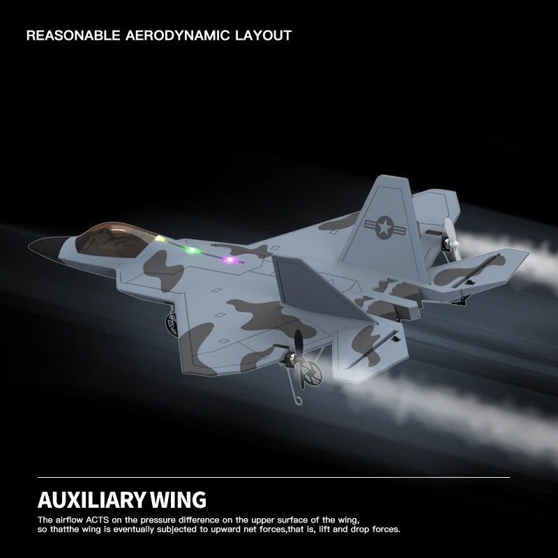 2024 New F22S 2.4G 4CH 3D6G RC Airplane Raptor F22 Warplane WLtoys A180 Upgrade Version LED Light With Gyroscope Out Door Toys by Tech-Home Store