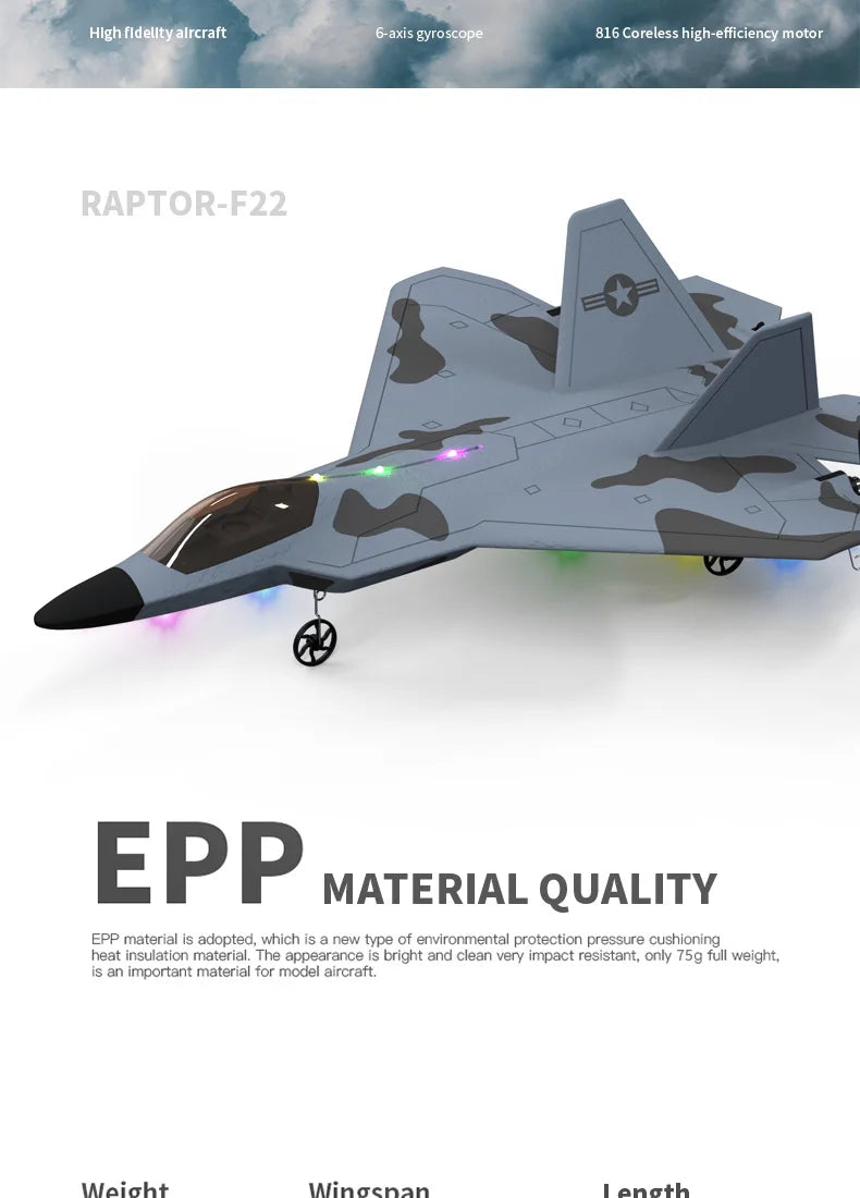 2024 New F22S 2.4G 4CH 3D6G RC Airplane Raptor F22 Warplane WLtoys A180 Upgrade Version LED Light With Gyroscope Out Door Toys by Tech-Home Store
