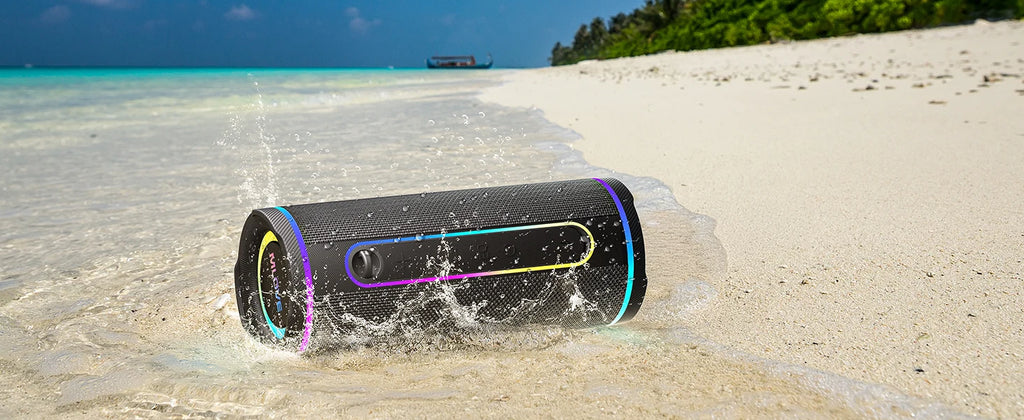 MLOVE E80 Portable Bluetooth Speaker – Powerful Dual Sound, Colorful RGB Lighting, Fully Waterproof (IPX7), TWS Enabled by Tech-Home Store