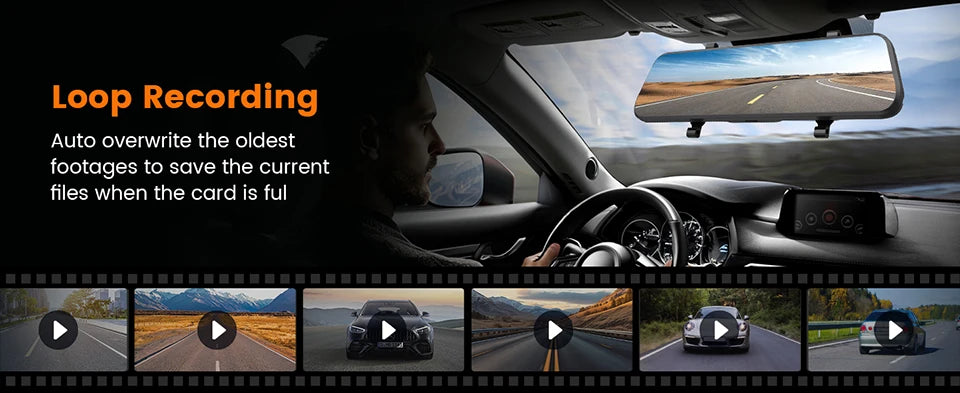 E-ACE 4K Dashcam 9.66'' Mirror Dash Car Camera 2.5K Rear Camera Support WIFI GPS ADAS Touch Screen Video Recorder Black Box by Tech-Home Store