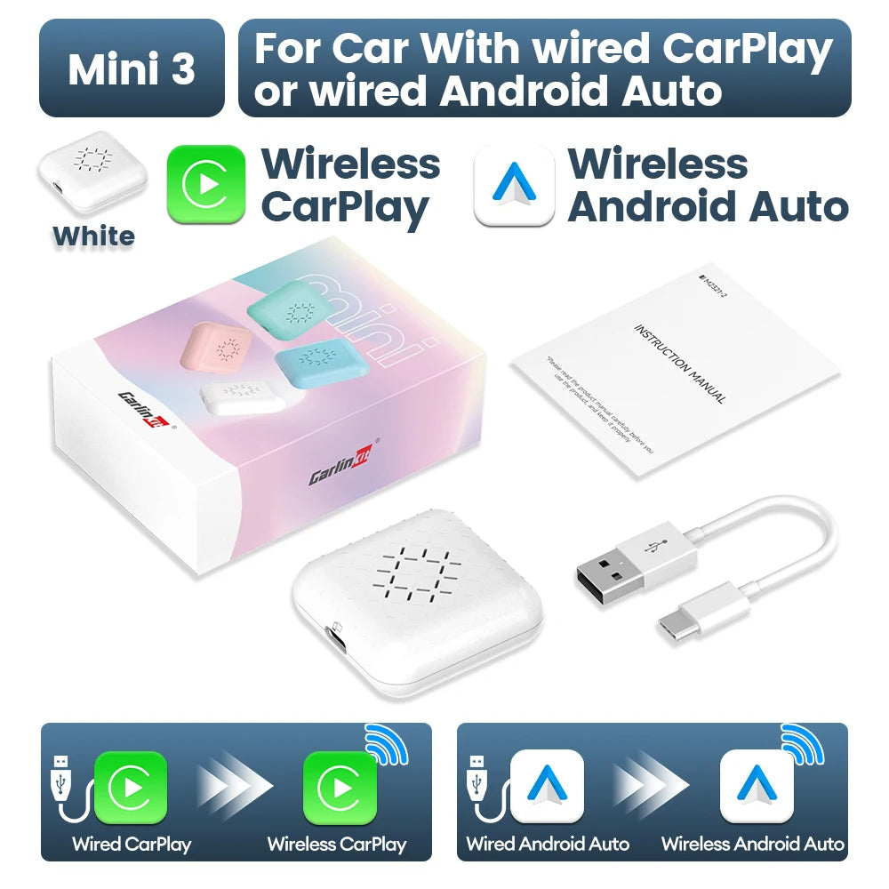 CarlinKit 5.0 Mini Ultra Wireless Adapter Wireless CarPlay Android Auto For OEM Car Plug and Play WiFi Bluetooth Auto Connection by Tech-Home Store