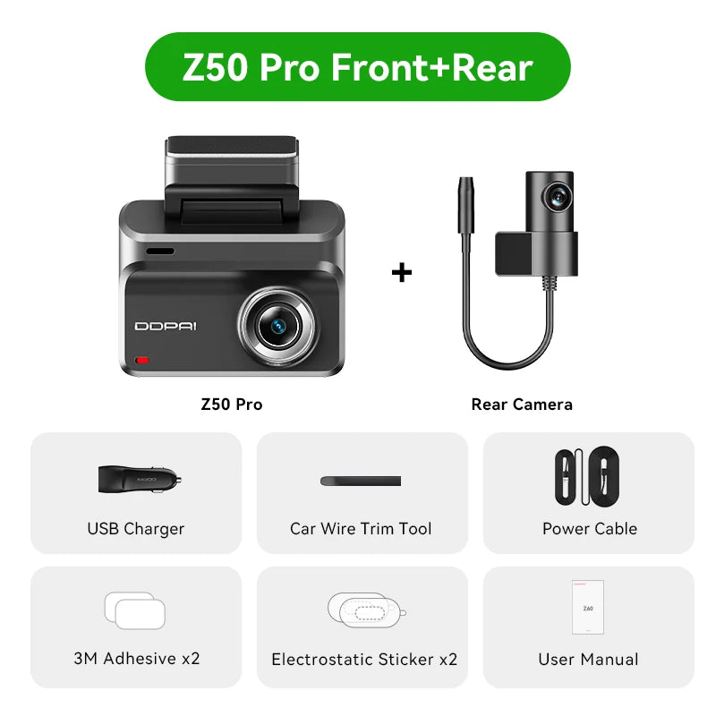 DDPAI Dash Cam Z50 Pro - 4K UHD Dual-Channel With 3-Inch IPS Display And GPS ADAS Wi-Fi by Tech-Home Store