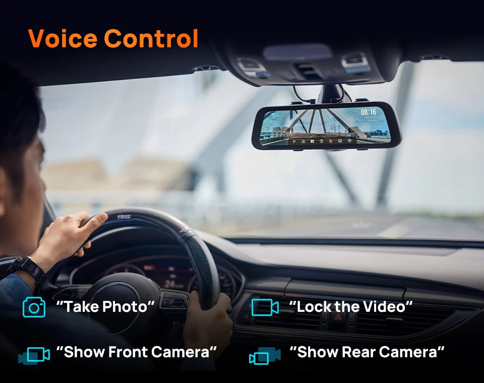 70mai Rearview Dash Cam S500 9.35'' Touch Screen 70mai S500 Car DVR 3K Super Capacitor Dual-Channel HDR Voice Control 24H Park by Tech-Home Store
