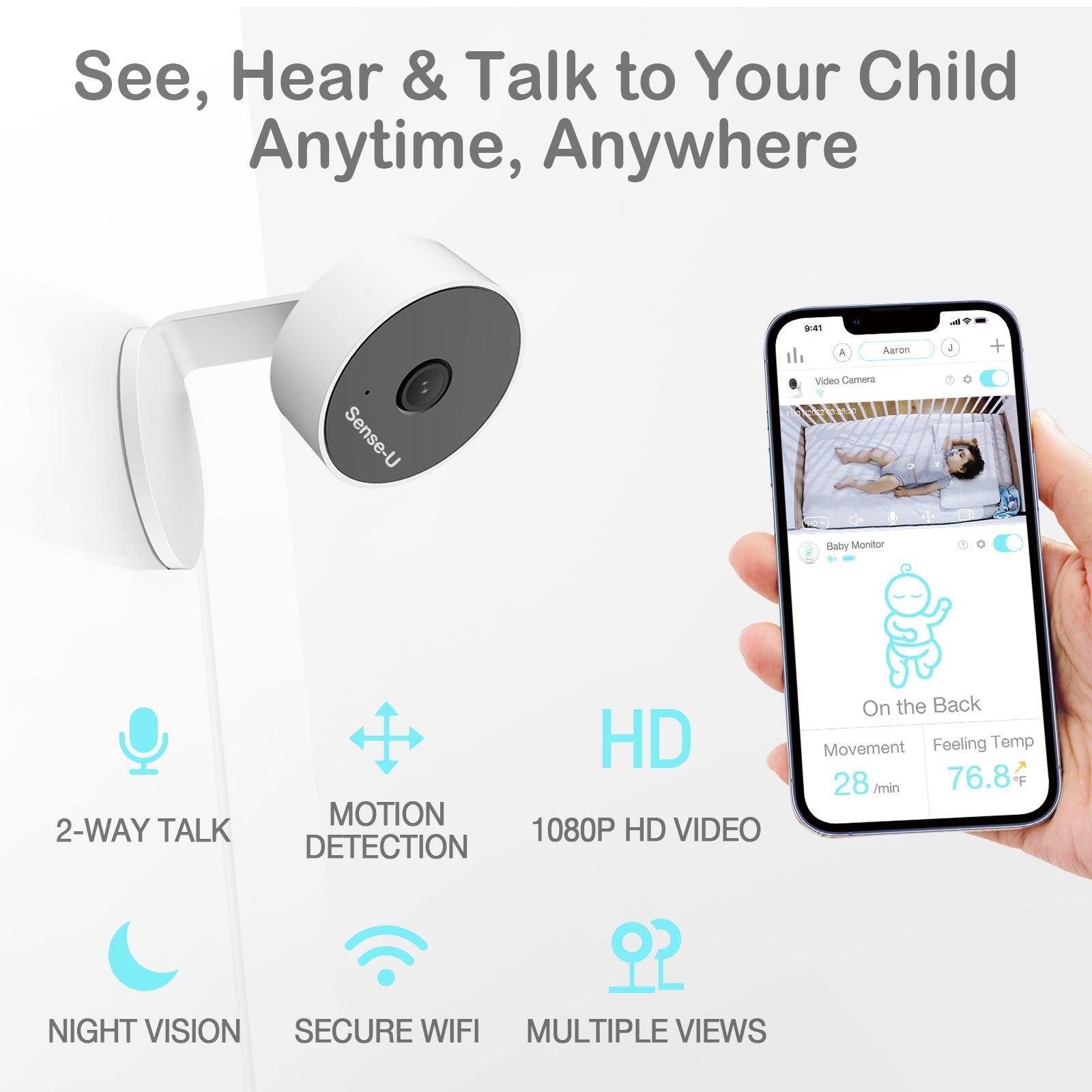 SmartGuard AI Indoor Cam - Real Time Motion Alerts and Clear Day Night HD Quality Video by Sense-U