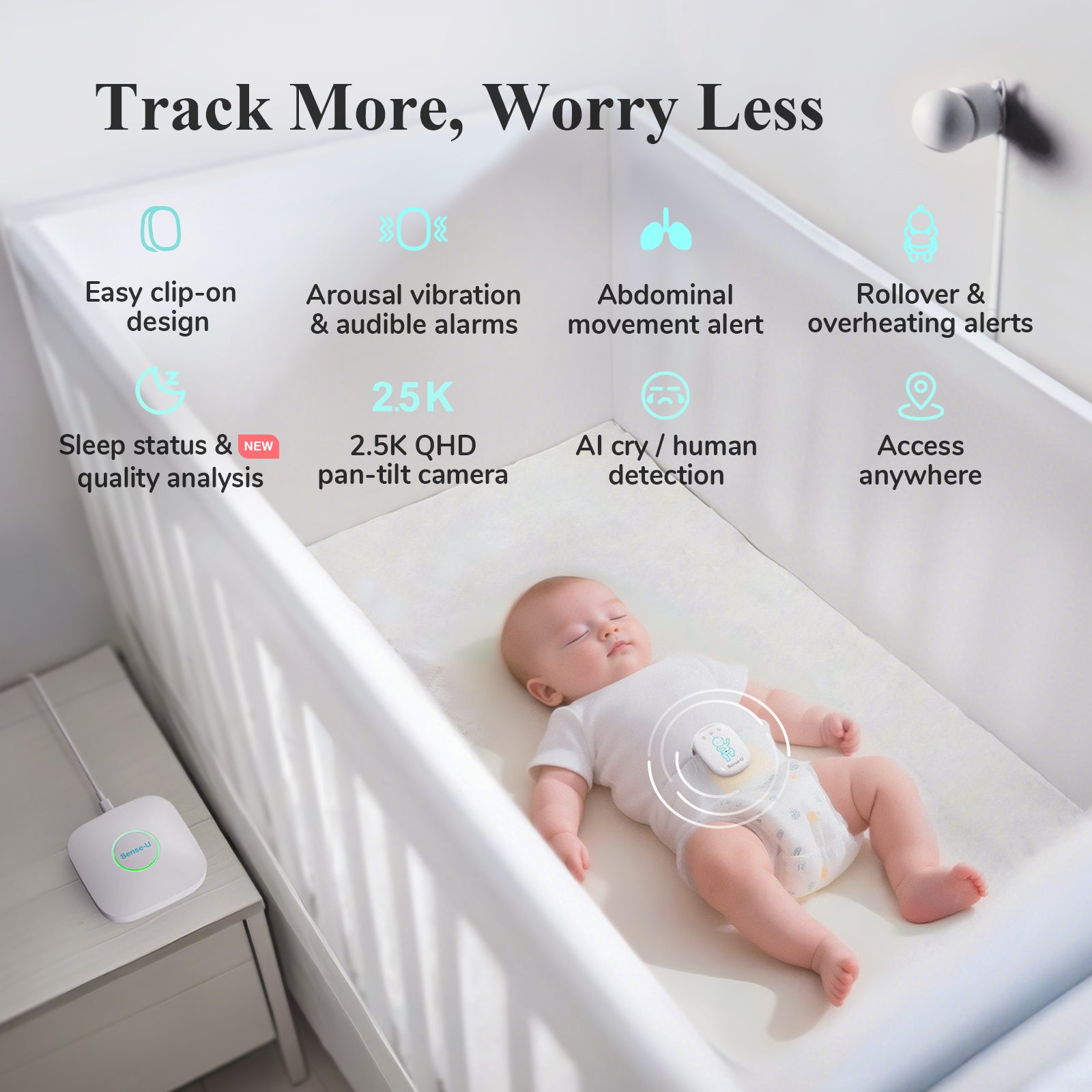 Pro Baby Monitor Long Range - Reliable Coverage Across Large Homes And Multi Story Layouts by Sense-U