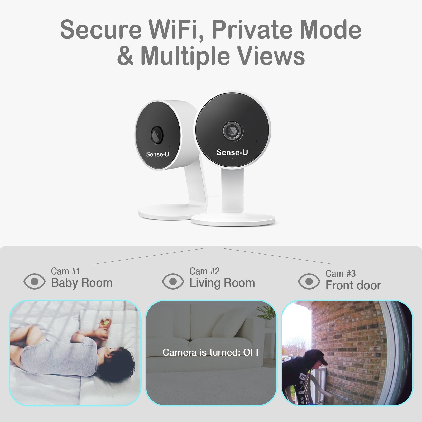 SmartGuard AI Indoor Cam - Real Time Motion Alerts and Clear Day Night HD Quality Video by Sense-U