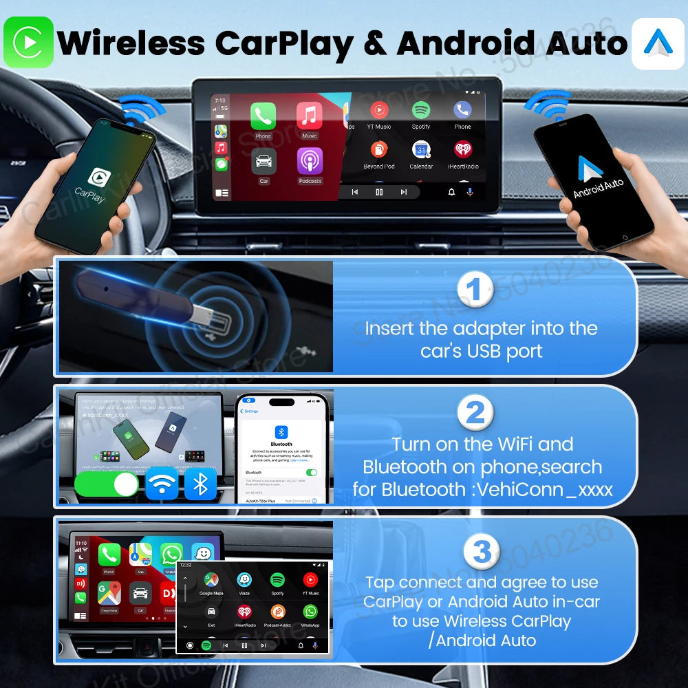 CarlinKit 5.0 Mini Ultra Wireless Adapter Wireless CarPlay Android Auto For OEM Car Plug and Play WiFi Bluetooth Auto Connection by Tech-Home Store