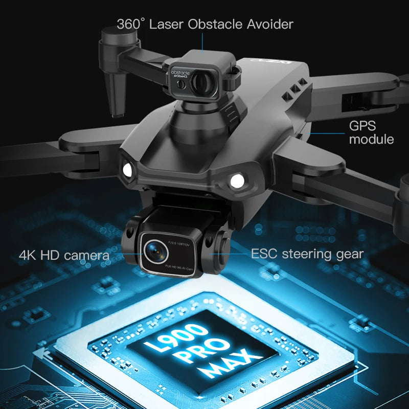L900 PRO MAX 360 Degree Obstacle Avoidance GPS Drone - Dual 4K Cameras, 5G WiFi FPV, Foldable RC Quadcopter by Tech-Home Store