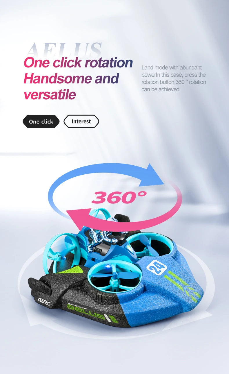 4DRC Mini RC Drone Altitude Hold Headless Mode 3 in 1 Sea Land Air Flight 2.4G Remote Control Quadcopter Boat RC Helicopter Toys by Tech-Home Store