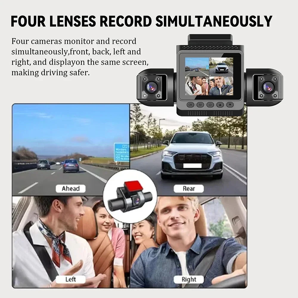 Dash Cam HD 1080P Multifunctional Dash Cam for Cars 4 Camera Car Camera  24H IR Night Vision, Loop Recording