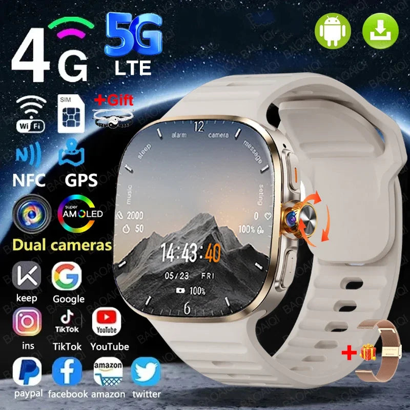 5G/4G Full Network Smart Watch 720*720 AMOLED Screen Video Call 16GB+256GB RAM 2100 MAH Battery Google Play WIFI GPS Smartwatch by Tech-Home Store