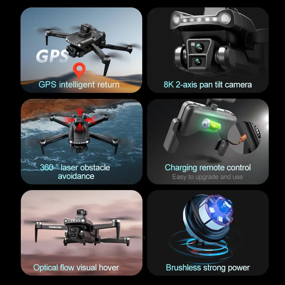 Lenovo V198 MAX GPS Drone 8K Profesional 4K HD Camera Brushless Laser Obstacle Avoidance Foldable Quadcopter Aerial Optical by Tech-Home Store