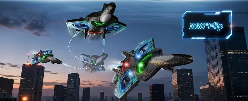 Remote Control Airplane RC Plane Helicopter 360° Flip Stunt Airplane with LED Radio EPP Foam Aircraft Fighter Jet Drone Fly Toy by Tech-Home Store