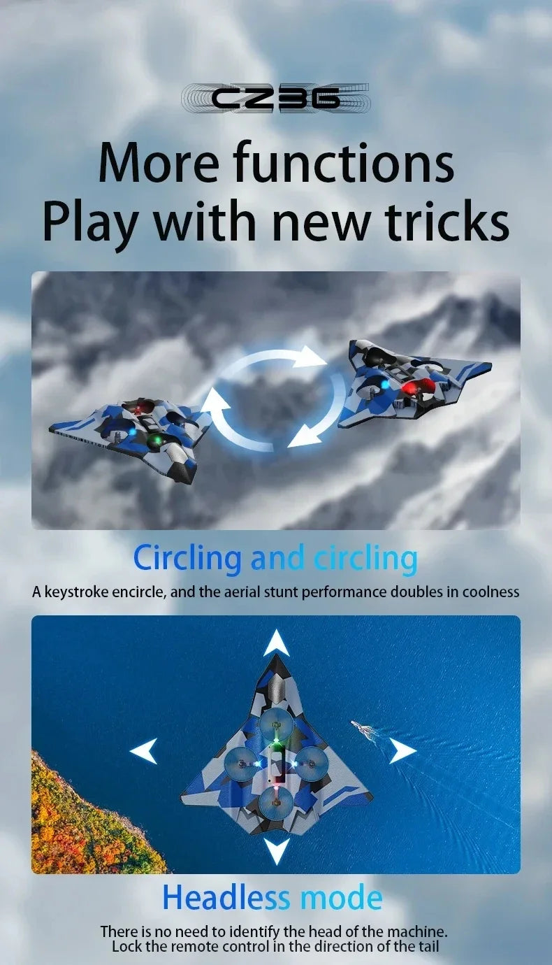 Remote Control Airplane RC Plane Helicopter 360° Flip Stunt Airplane with LED Radio EPP Foam Aircraft Fighter Jet Drone Fly Toy by Tech-Home Store