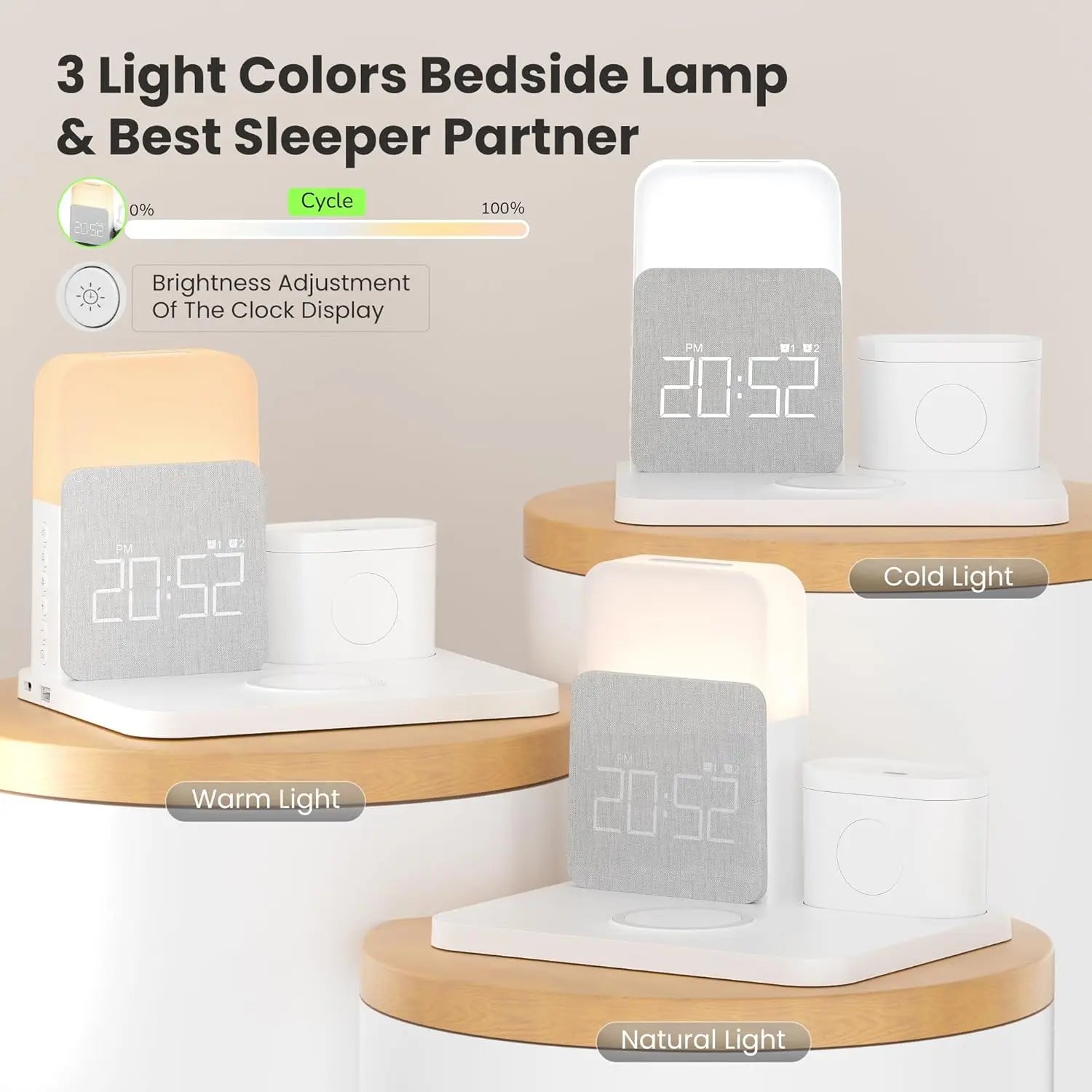 NovaCharge 7 In 1 MagSafe Alarm Clock Charger Wireless Station - Night Light Display With USB-C Quick Charge by Tech-Home Store