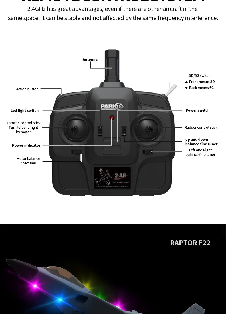 2024 New F22S 2.4G 4CH 3D6G RC Airplane Raptor F22 Warplane WLtoys A180 Upgrade Version LED Light With Gyroscope Out Door Toys by Tech-Home Store